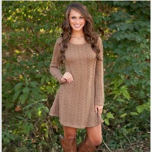 Brown Knitted Sweater Dress